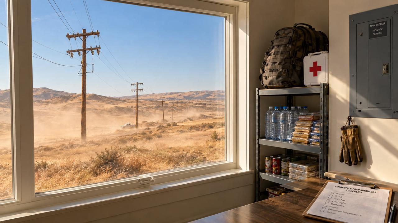 Preparedness items near external power lines