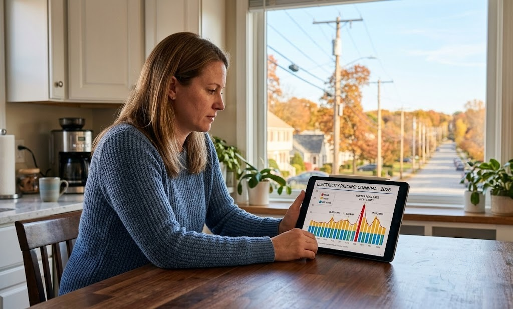 Homeowner checking electricity rates
